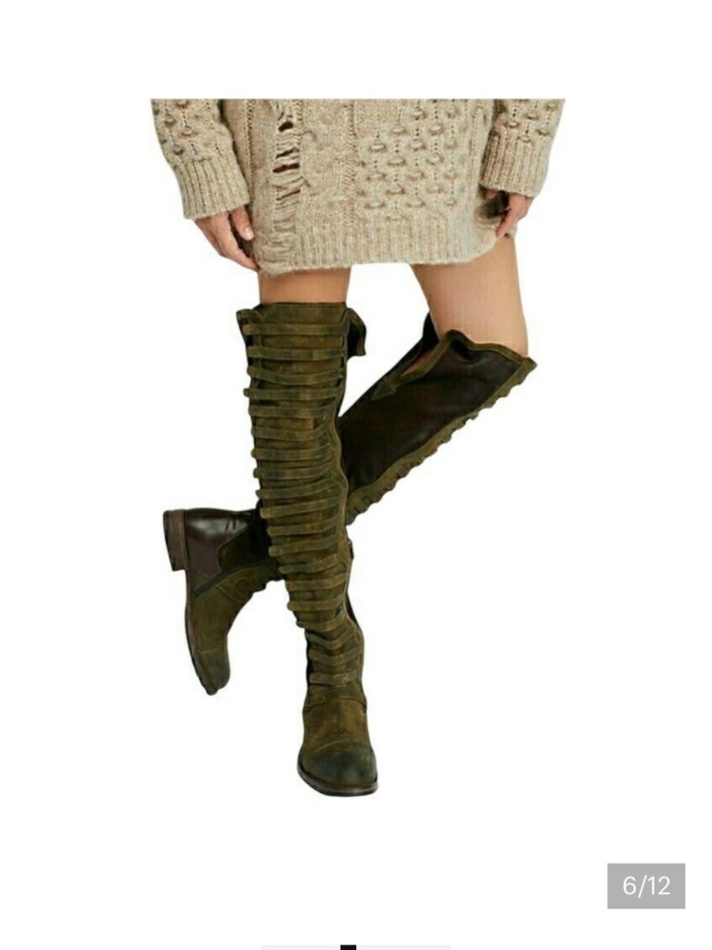 Free People Rare Black Forest Over the Knee-High Boot in Marrone Brown